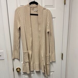 LOFT Ribbed Cream Cardigan